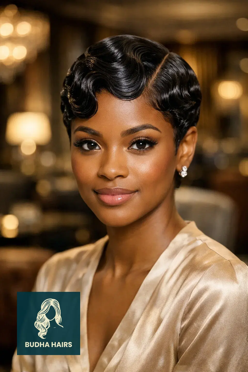 30 Pixie Hairstyles for Black Women That Look Stunning 5 Finger-Wave Pixie for High Glamour