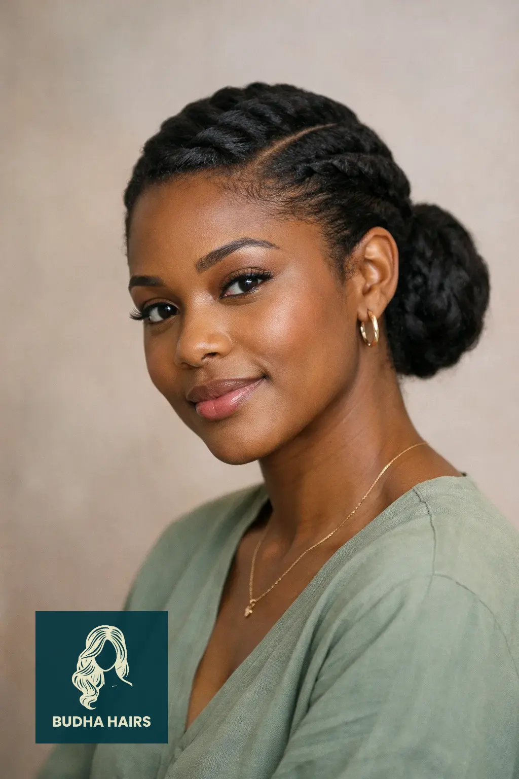 30 Chic Elegant Hairstyles for Black Women That Exude Confidence 14 Flat Twist Updo with Low Bun