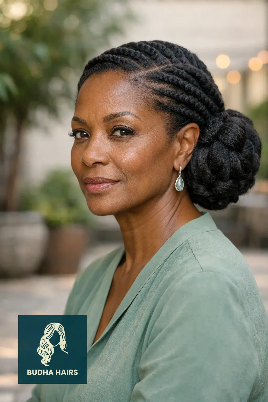 25 Easy and Elegant Updo Hairstyles for Older Black Women 19 Flat Twists into a Side Bun