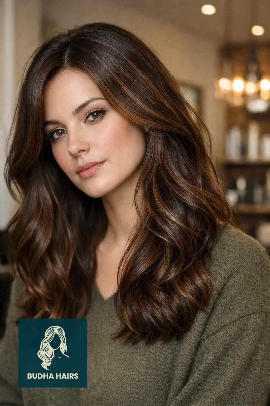 30 Best Winter Highlights for Brown Hair for an Expensive Look 2 Frosted Chestnut Ribboning on Mahogany