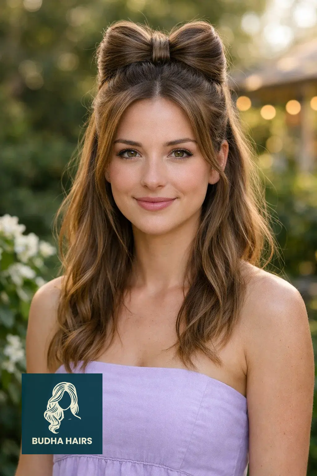 30 Stunning Prom Hairstyles for Strapless Dresses That Turn Heads 19 Half-Up Bow Hairstyle