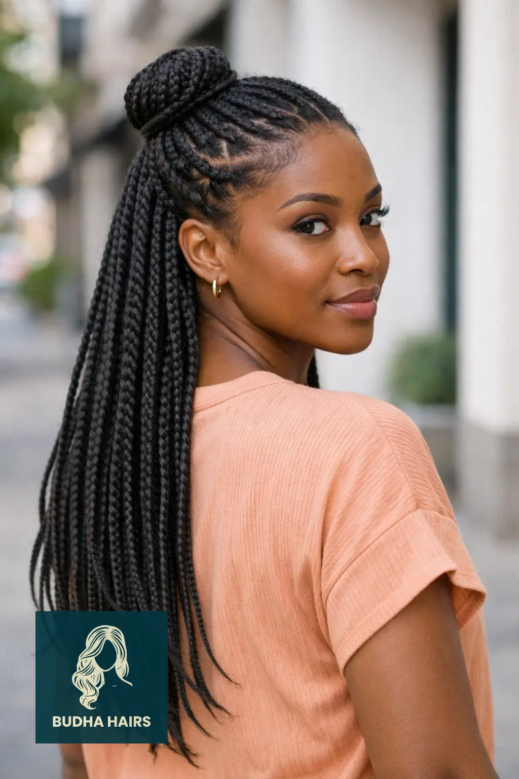 30 Chic Elegant Hairstyles for Black Women That Exude Confidence 15 Half-Up Half-Down with Box Braids