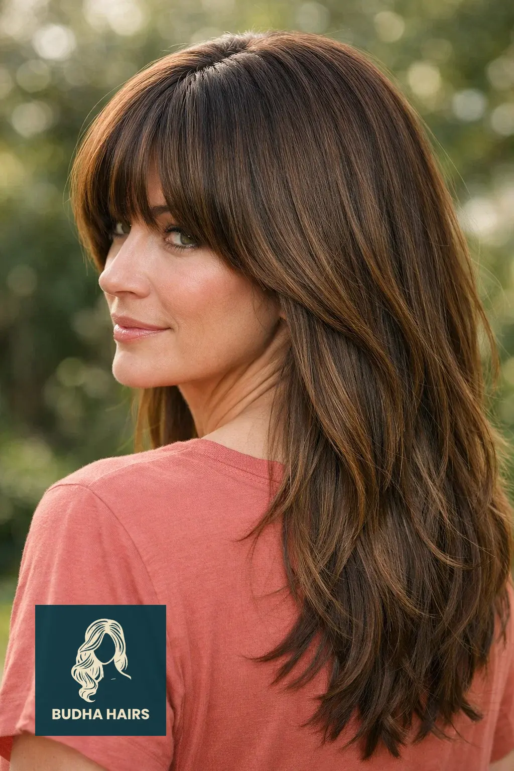 25 Bangs for Older Women with Long Hair That Look Youthful 24 Heavy Curtain Bangs with a Center Part