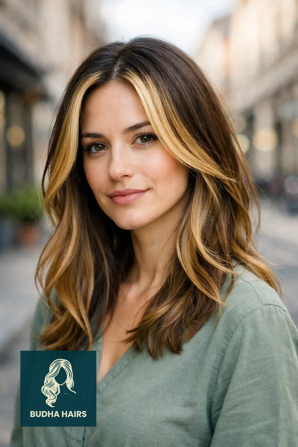 25 Must-Try Honey Blonde Balayage on Dark Hair Styles 1 High-Contrast Money Piece with Honey Ribbons