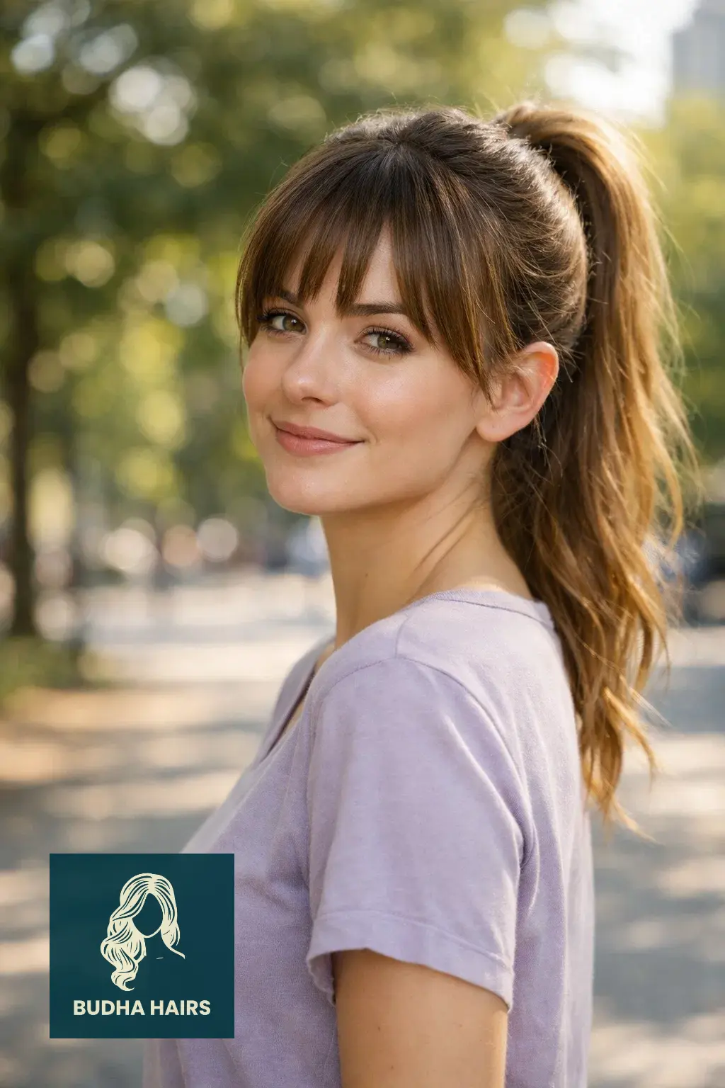 30 Elegant Hairstyles with Bangs: Stunning Formal Looks for 2026 19 High Ponytail with Peek-a-Boo Bangs