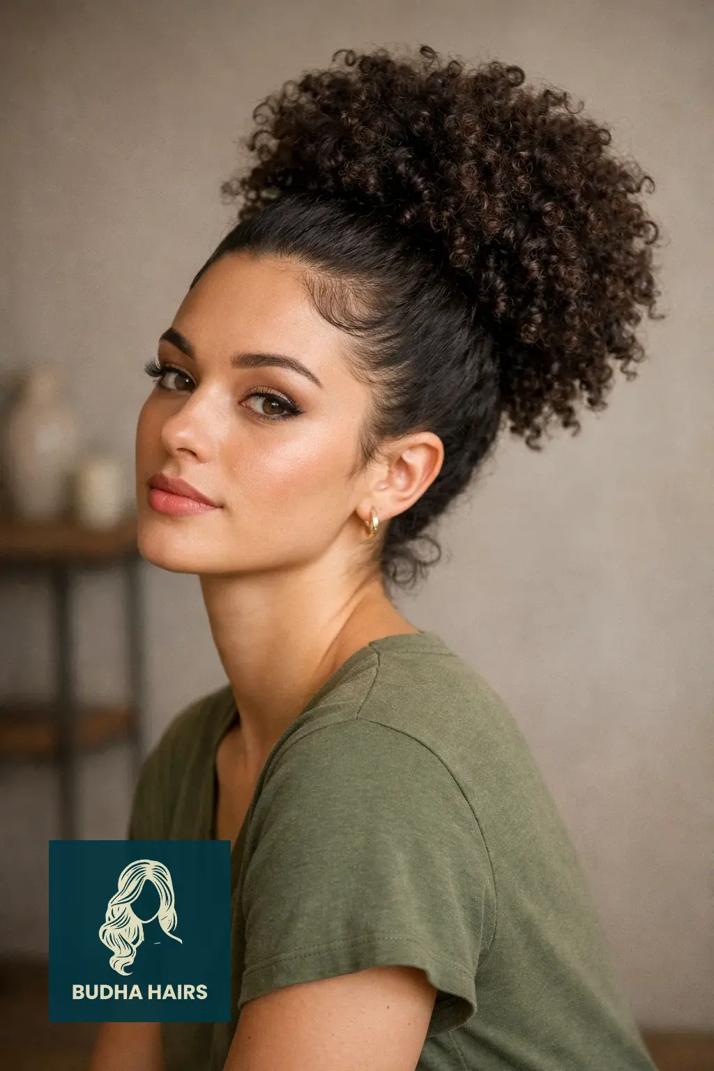 25 Chic Elegant Curly Hairstyles to Elevate Your Look 2 High Puff with Sleek Edges
