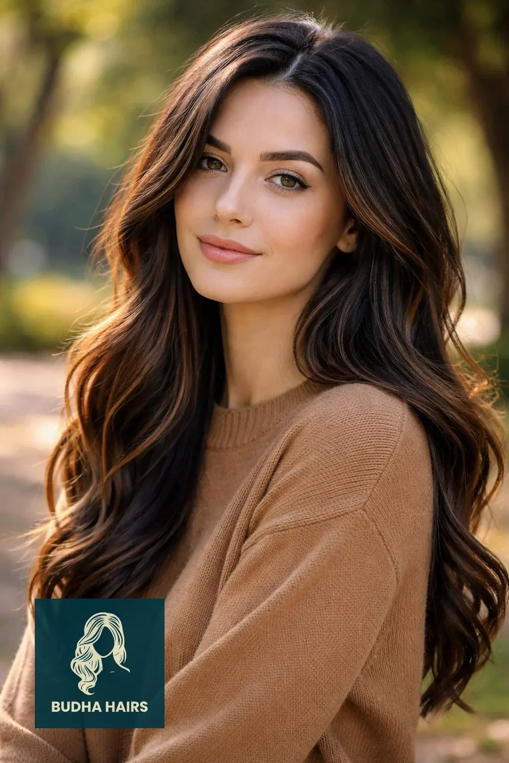 35 Best Black Hair with Brown Highlights: Top Ideas 2026 19 Honey-Brown "Sun-Trail" Highlights