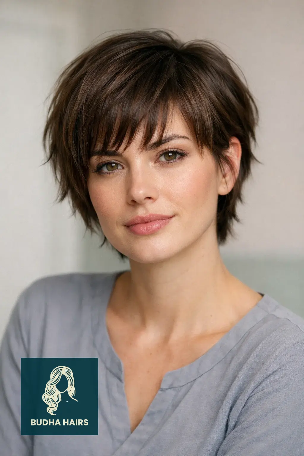 30 Face Framing Layers with Bangs That Add Soft Texture 28 Layered Pixie Bob with Piecey Fringe