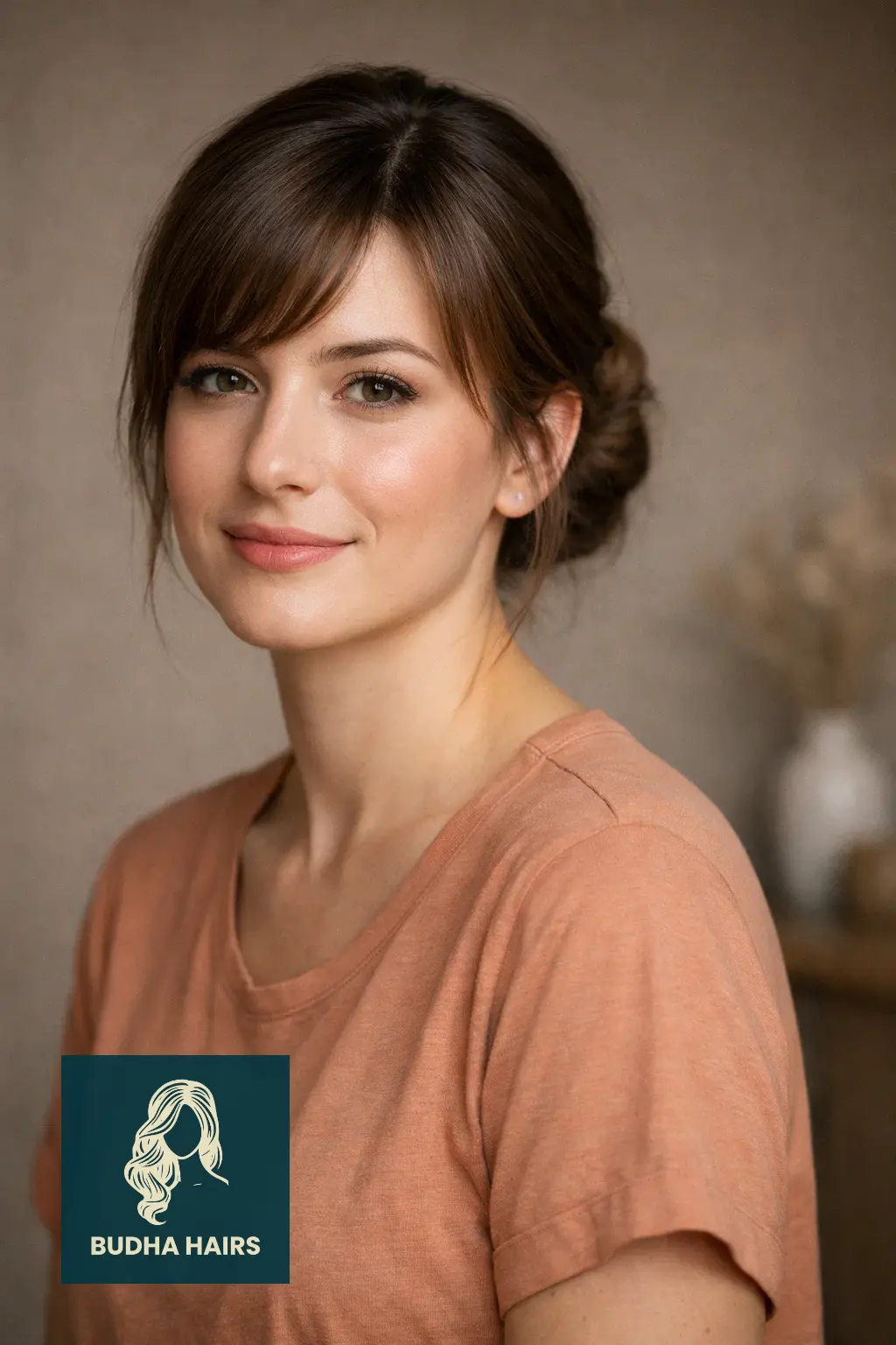 30 Elegant Hairstyles with Bangs: Stunning Formal Looks for 2026 18 Low Chignon with Side-Swept Fringe