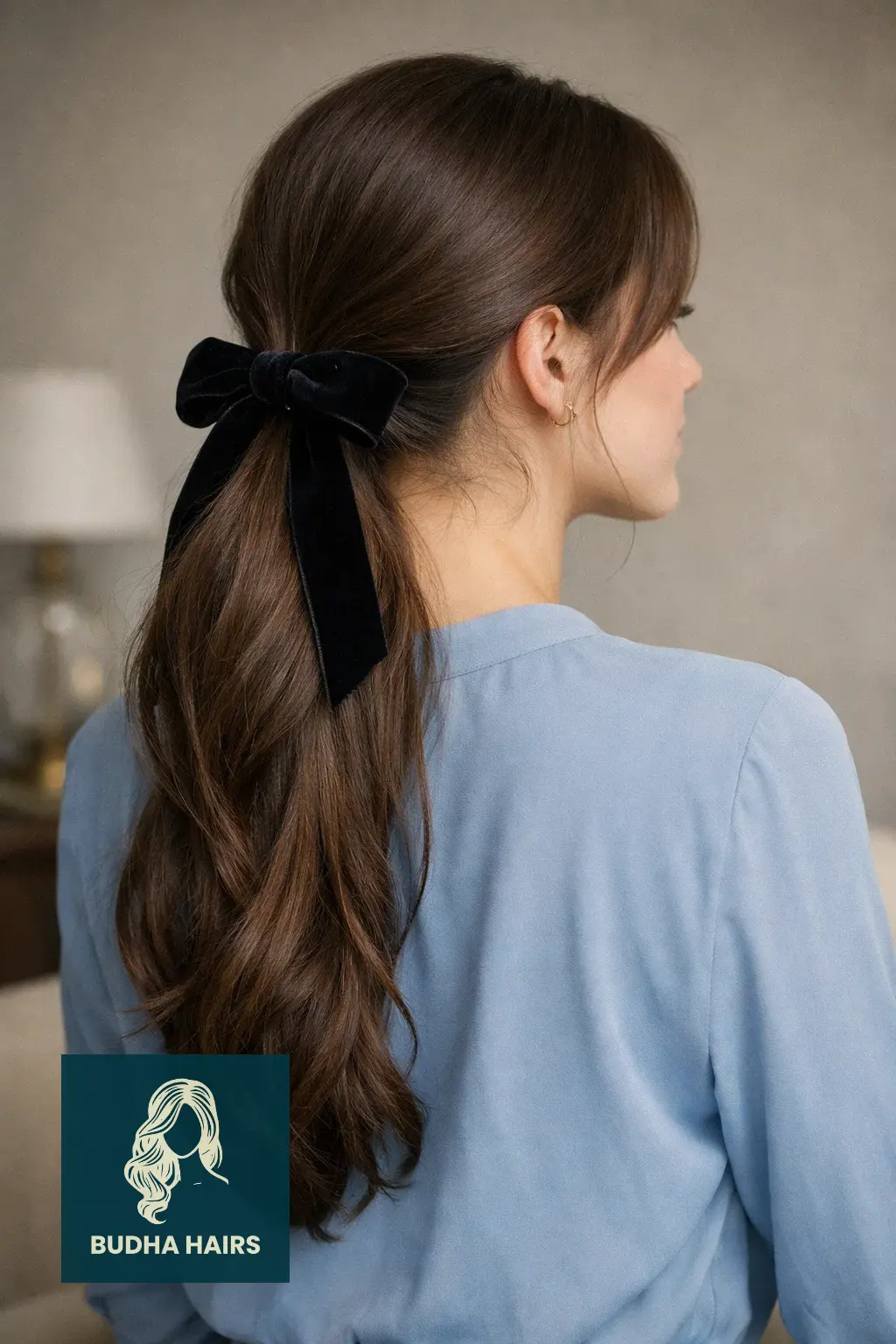 30 Elegant Hairstyles for Long Hair: Stunning Trends for 2026 8 Low Ponytail with Velvet Ribbon
