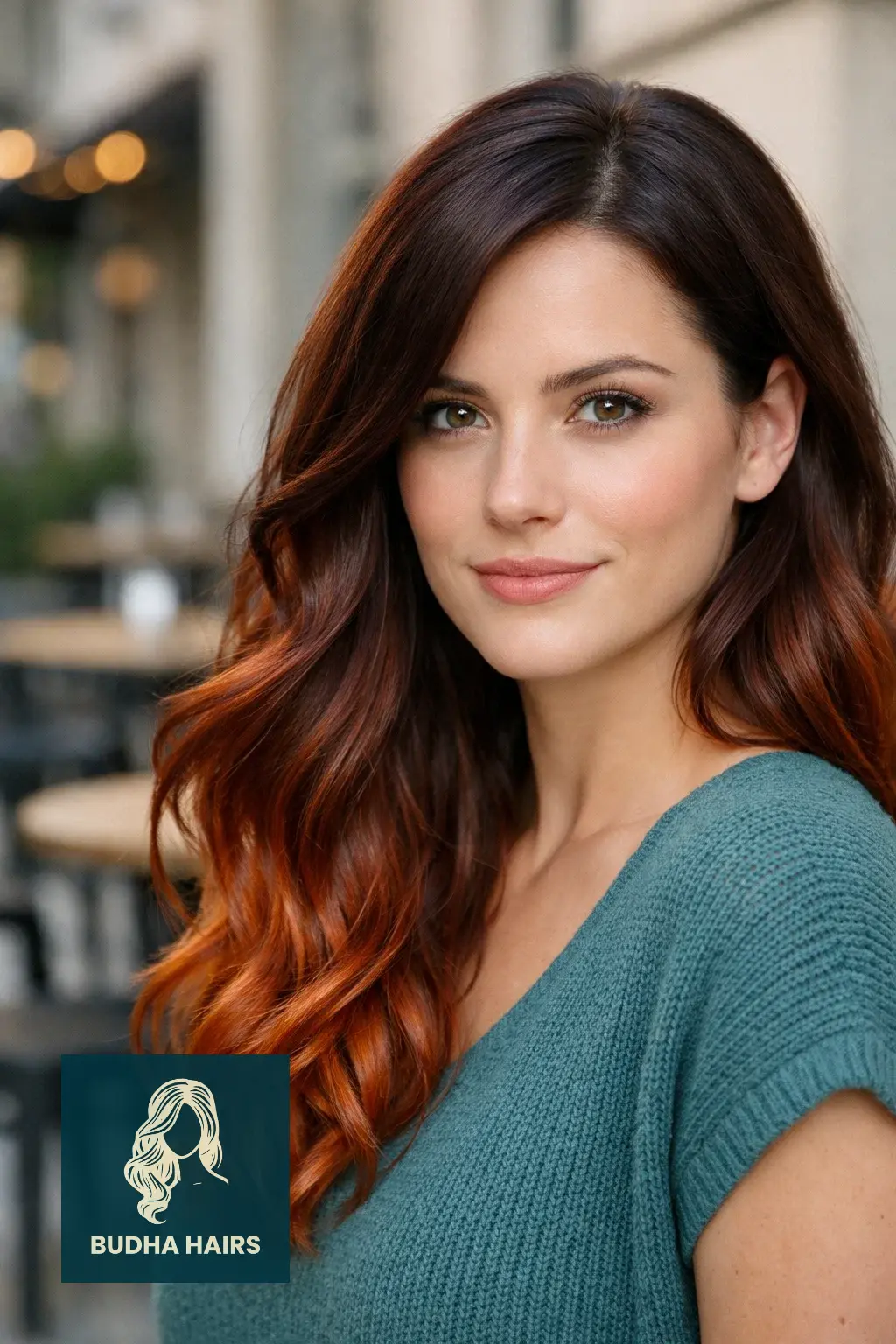 30 Best Red Copper Balayage Ideas for a High-Fashion Look 7 Mahogany Roots with Copper-Dipped Tips