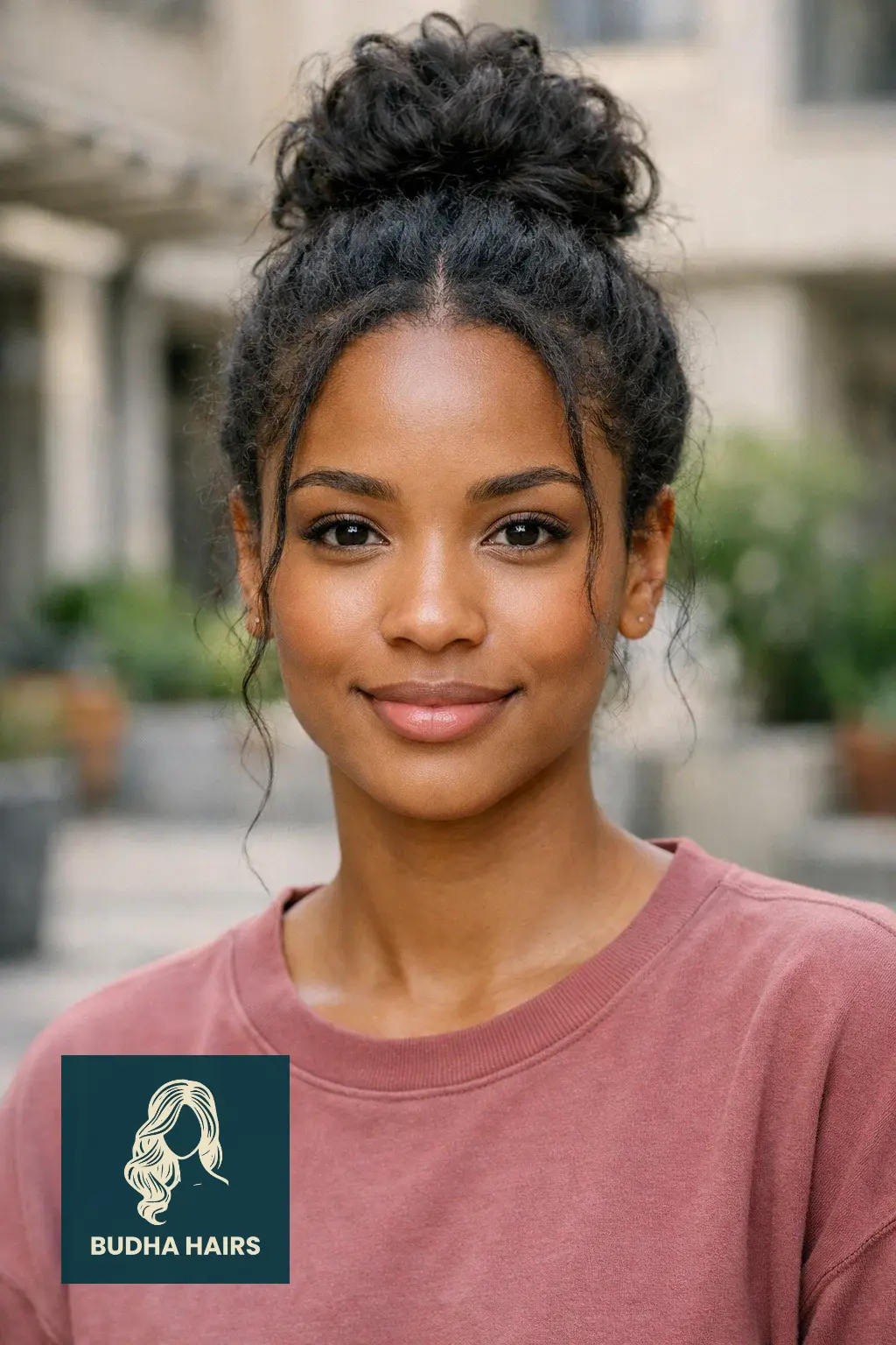 Middle Part Hairstyles for Black Women: 30 Best Trendy Styles 28 Messy Bun with a Defined Center Part