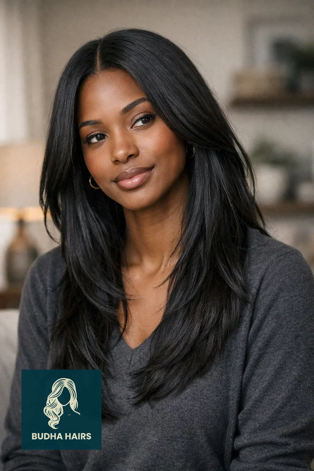 Middle Part Hairstyles for Black Women: 30 Best Trendy Styles 5 Middle Part Closure with Long Layers