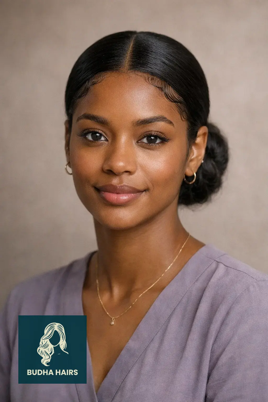 Middle Part Hairstyles for Black Women: 30 Best Trendy Styles 16 Middle Part Low Bun with "Laid" Baby Hair