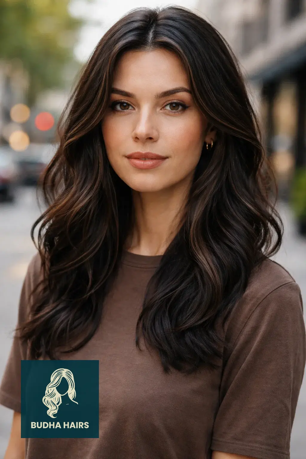 35 Best Black Hair with Brown Highlights: Top Ideas 2026 33 Mocha Bean Vertical Highlights