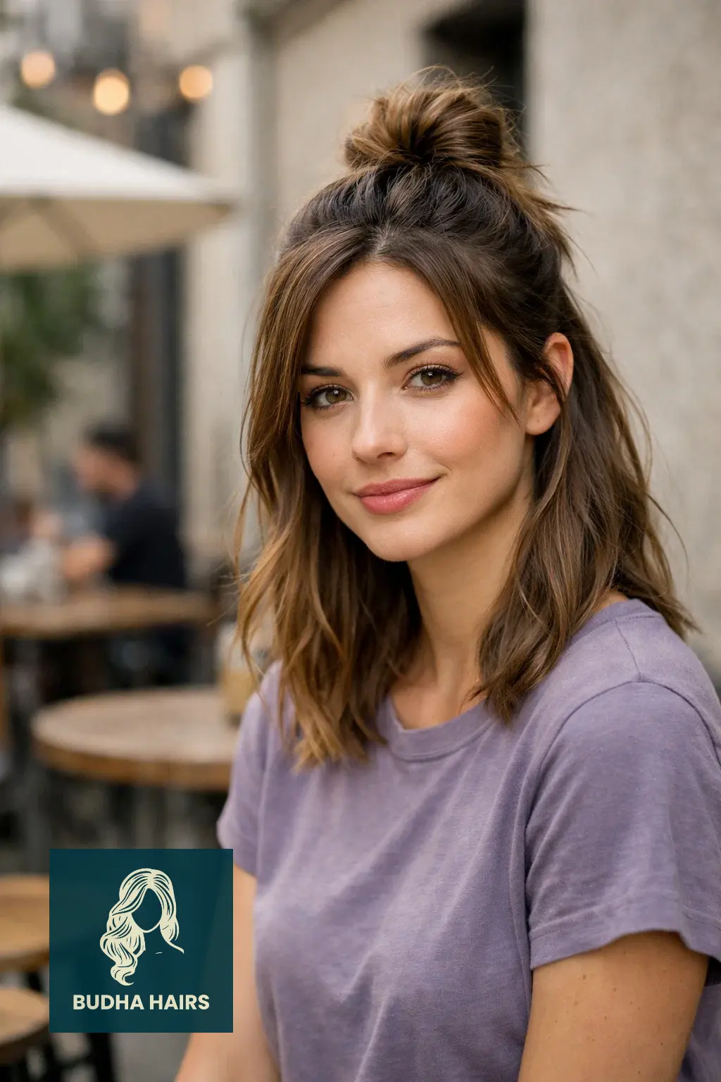 30 Bridal Shower Hairstyles for the Bride That Look Stunning 14 Modern Half-Up Top Knot