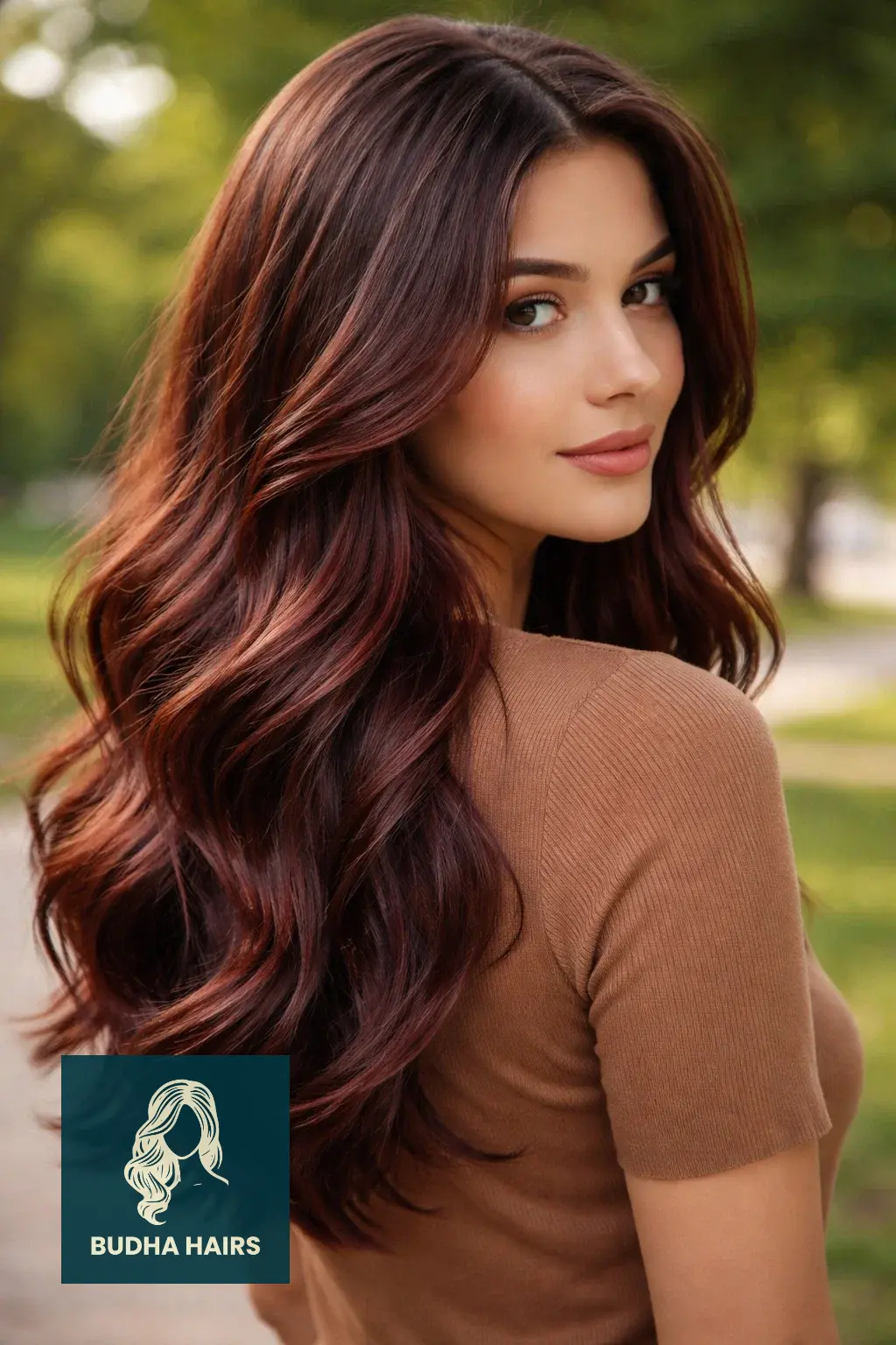 30 Best Cherry Cola Balayage Ideas for a Bold Look 2026 28 Pecan Brown with Cherry Babylights-to-Ends