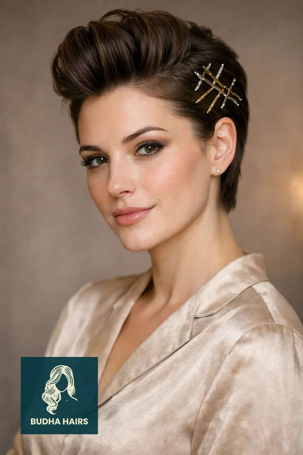 30 New Year’s Hairstyles for Short Hair Worth Trying 14 Retro Pompadour with Metallic Bobby Pins