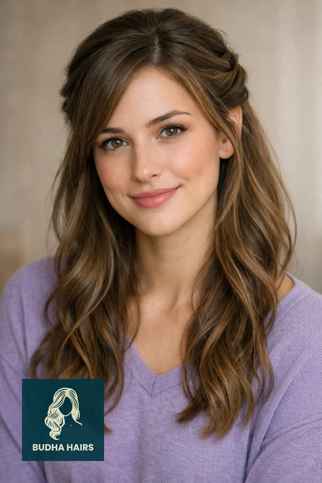 20 Gorgeous Side Part Hairstyles for Long Hair for Every Occasion 9 Romantic Half-Up Twist with Side Part