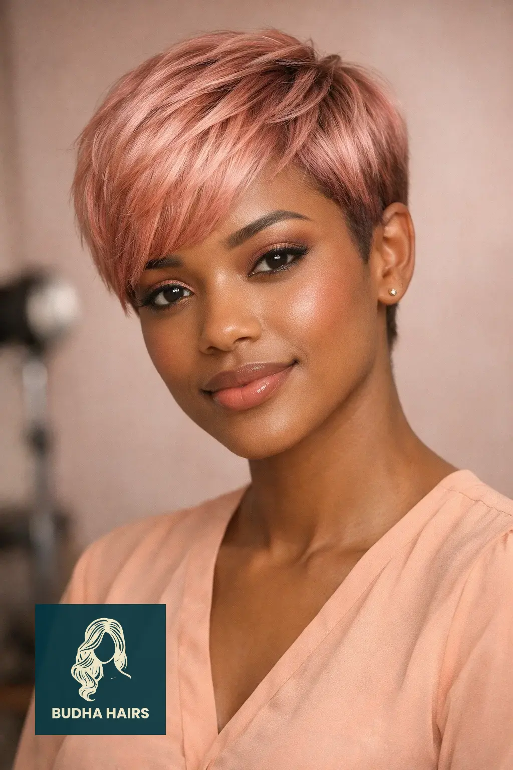 30 Pixie Hairstyles for Black Women That Look Stunning 21 Rose Gold "Blushing" Pixie