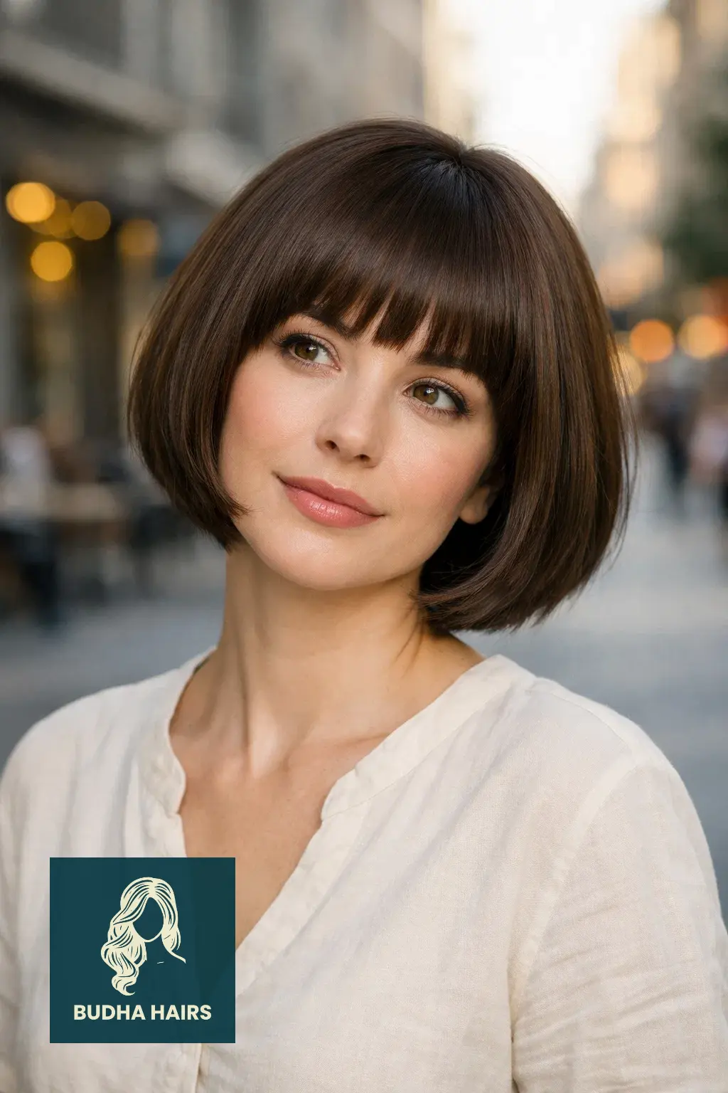 25 Flawless Fine Hair with Bangs Hairstyles: Volumizing Looks 2026 13 Rounded Bob with Full Fringe
