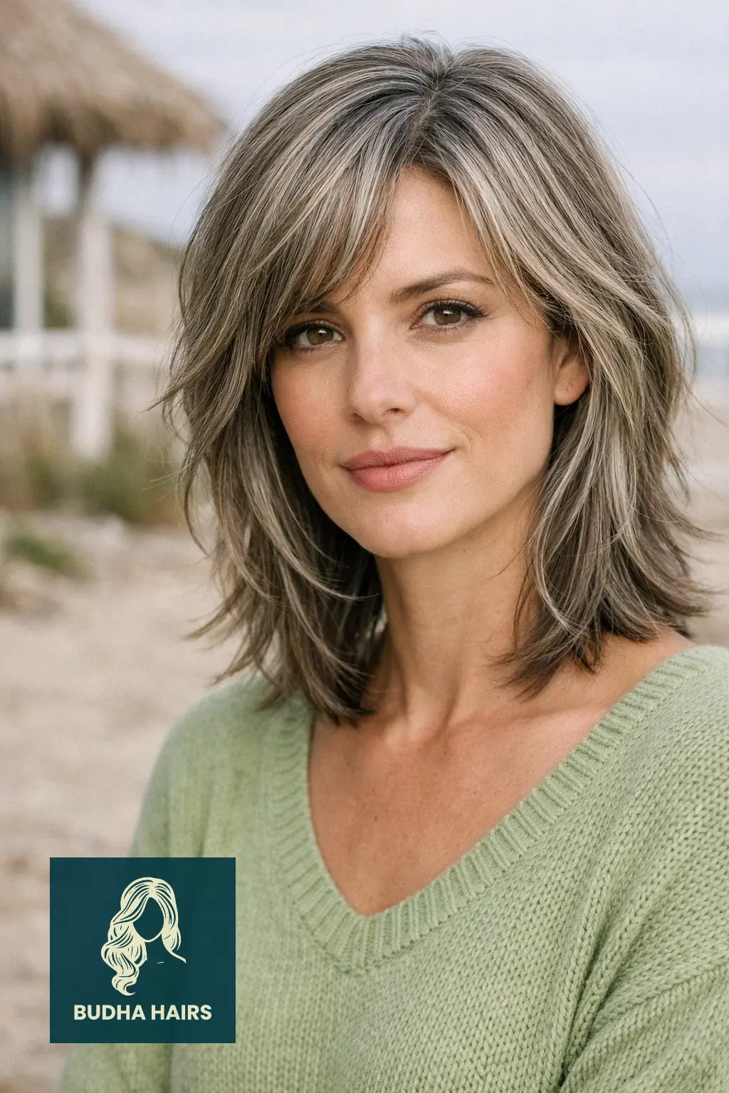 30 Best Brown Hair with Silver Highlights Ideas for 2026 10 Sandy Brown with Salt and Pepper Silver Blend