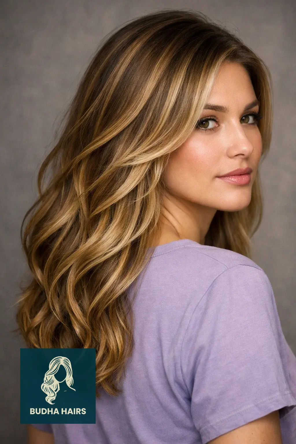 30 Warm Caramel Balayage with Honey Highlights to Try This Year 6 Sandy Caramel with Honey "Sandwich" Balayage