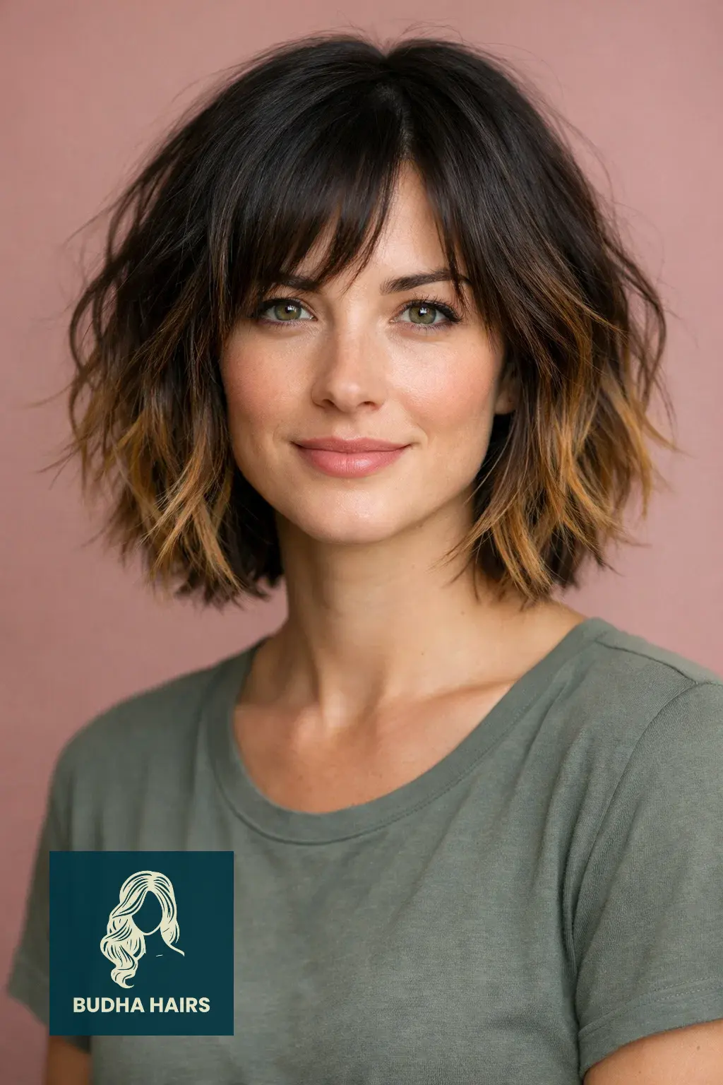 25 Must-Try Honey Blonde Balayage on Dark Hair Styles 20 Shaggy Bob with Honey Tips