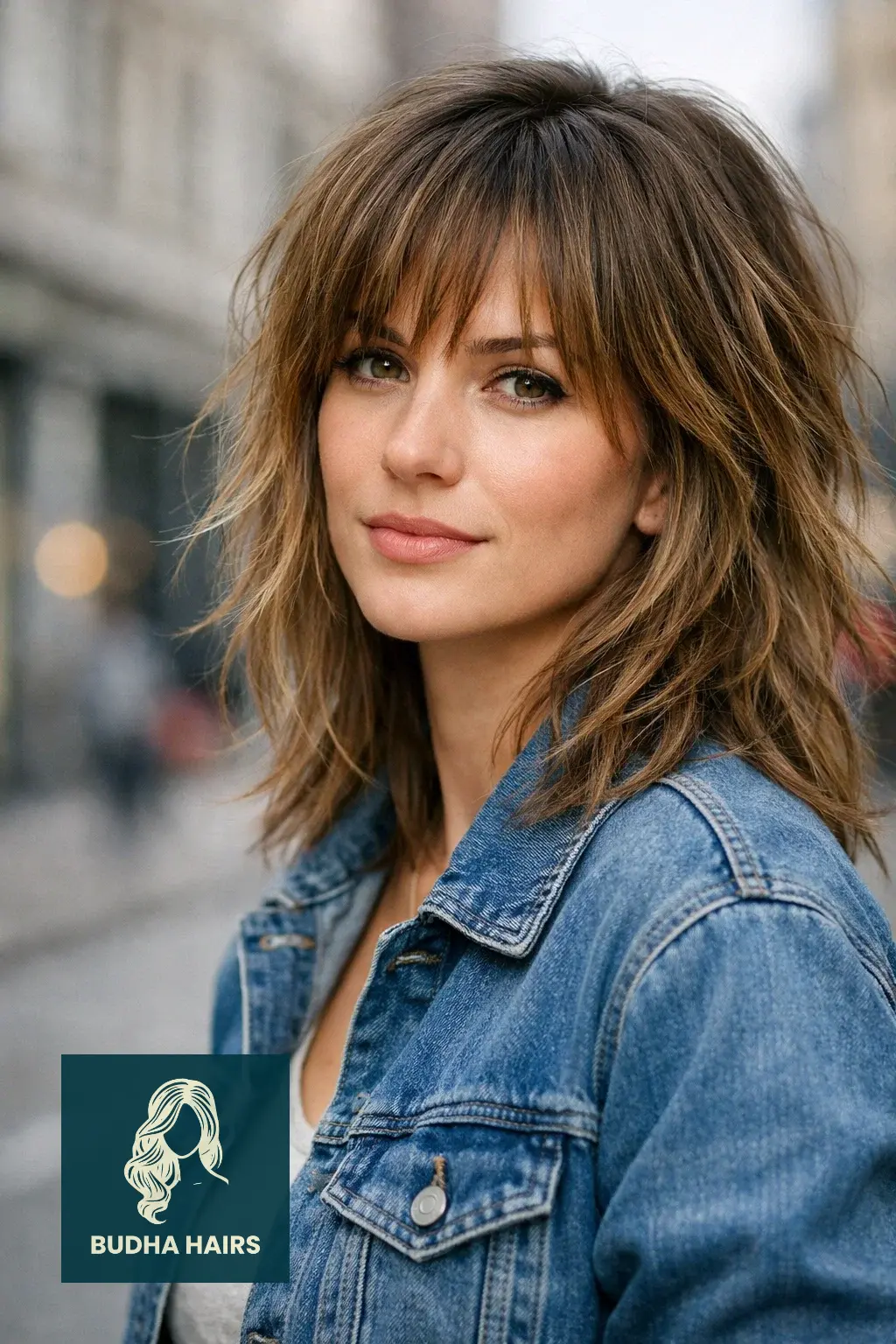 30 Face Framing Layers with Bangs That Add Soft Texture 2 Shaggy Layers with Wispy Bangs