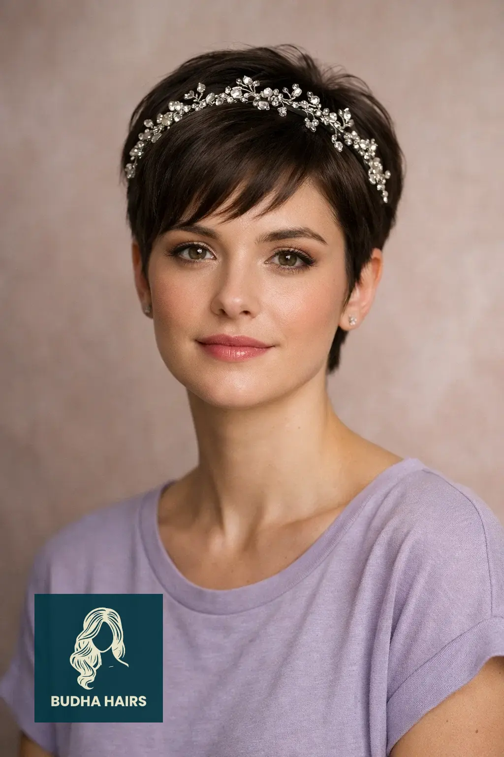 30 Bridal Shower Hairstyles for the Bride That Look Stunning 20 Short Pixie with Jeweled Headpiece
