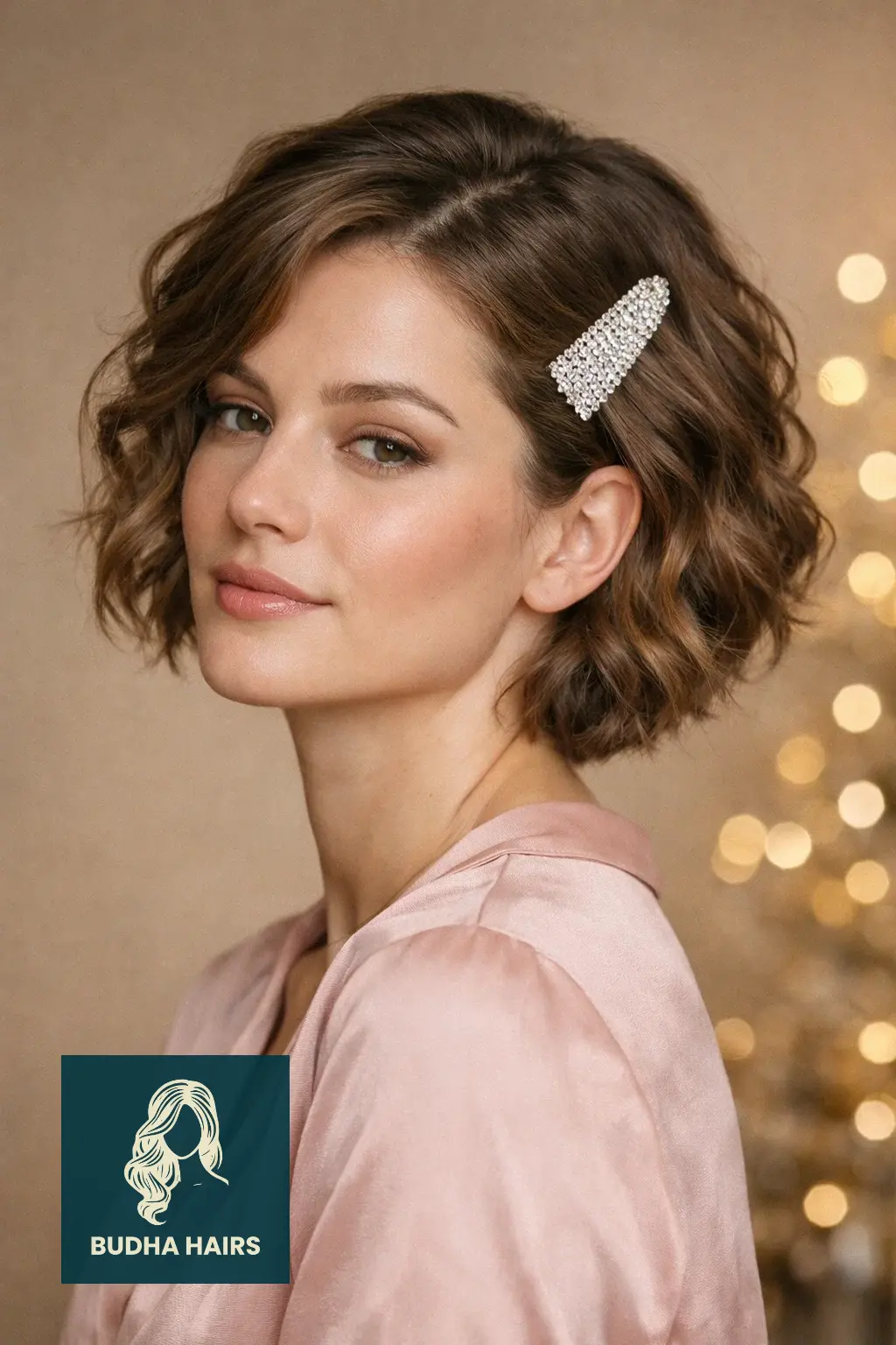30 New Year’s Hairstyles for Short Hair Worth Trying 18 Short Waves with a Crystal-Encrusted Barrette