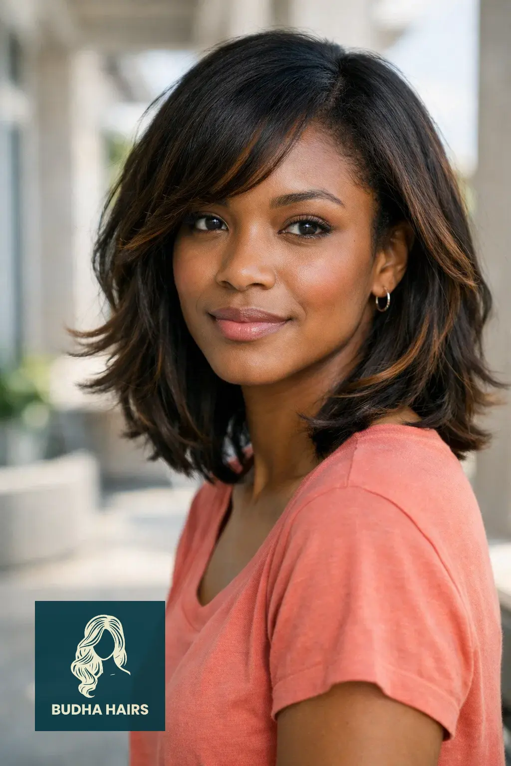 Feathered Hairstyles for Black Women: 30 Iconic & Modern Looks 22 Shoulder-Grazing Flip with Caramel Accents