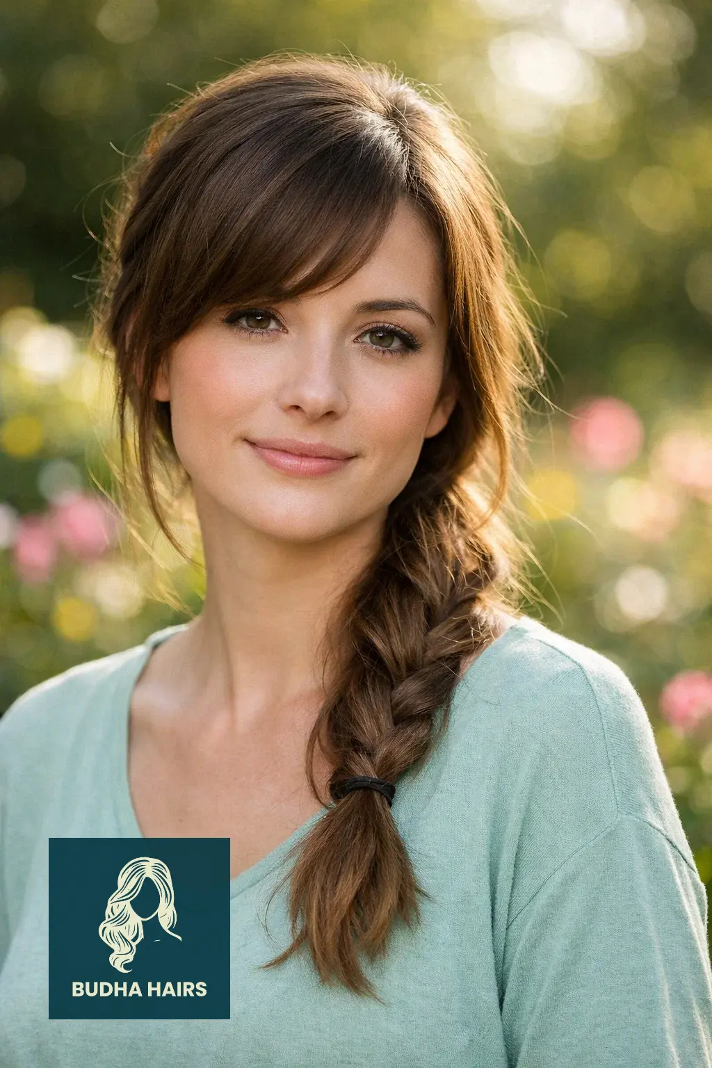 30 Elegant Hairstyles with Bangs: Stunning Formal Looks for 2026 22 Side Braid with Long Sweeping Bangs