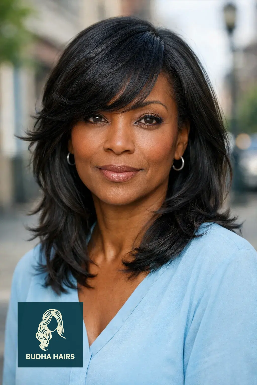 35 Beautiful Weave Hairstyles for Older Black Women That Look Timeless 6 Side-Swept Bangs with Layers