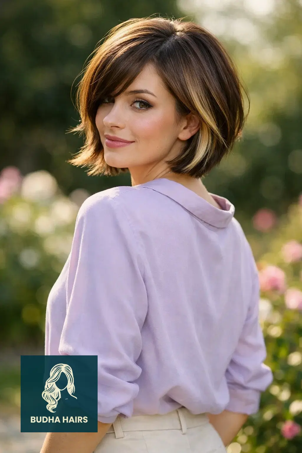 30 Best Bob Hairstyles for Round Face: Slimming Ideas 2026 24 Side-Swept Bob with "Peek-a-Boo" Layers