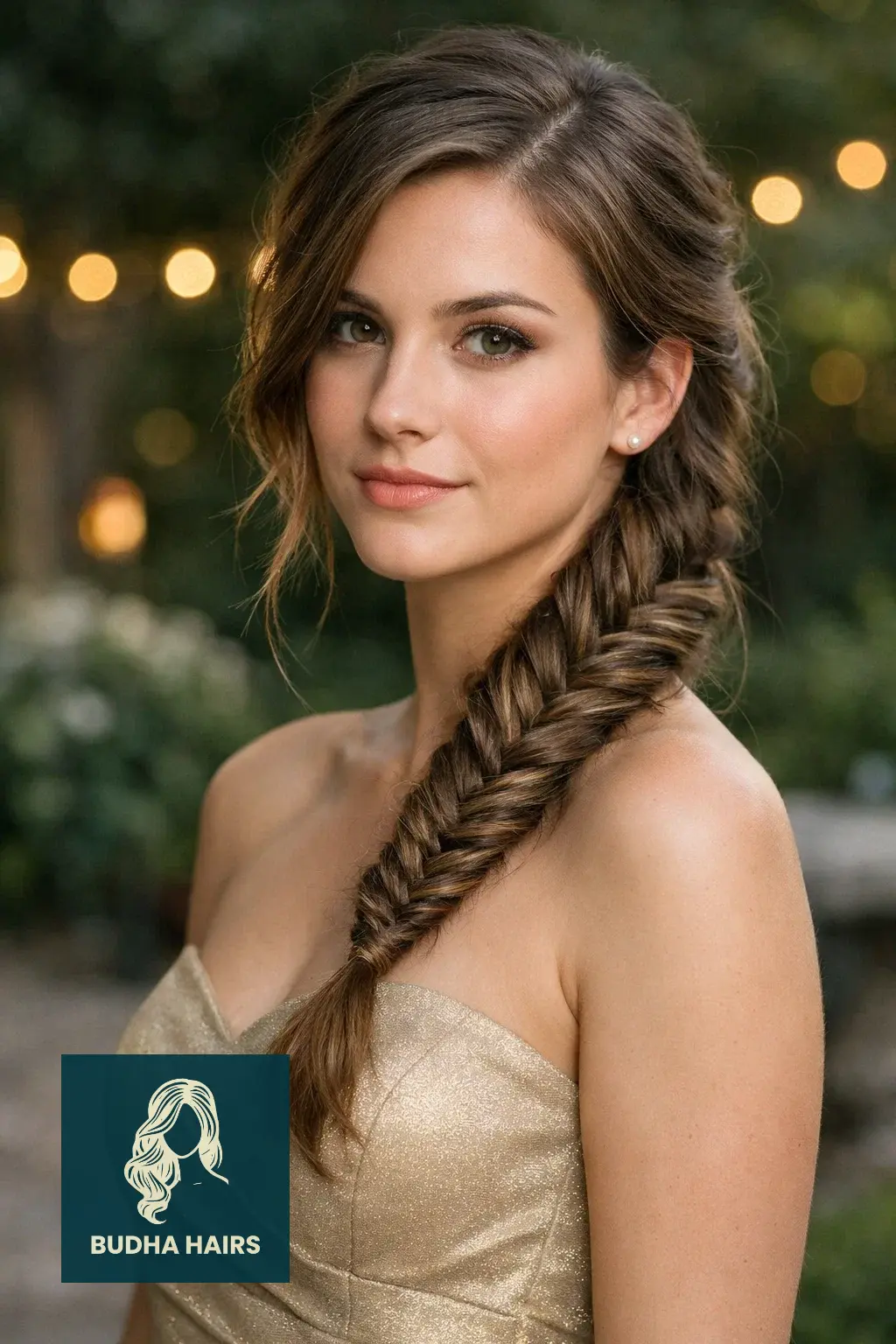 30 Stunning Prom Hairstyles for Strapless Dresses That Turn Heads 4 Side-Swept Fishtail Braid