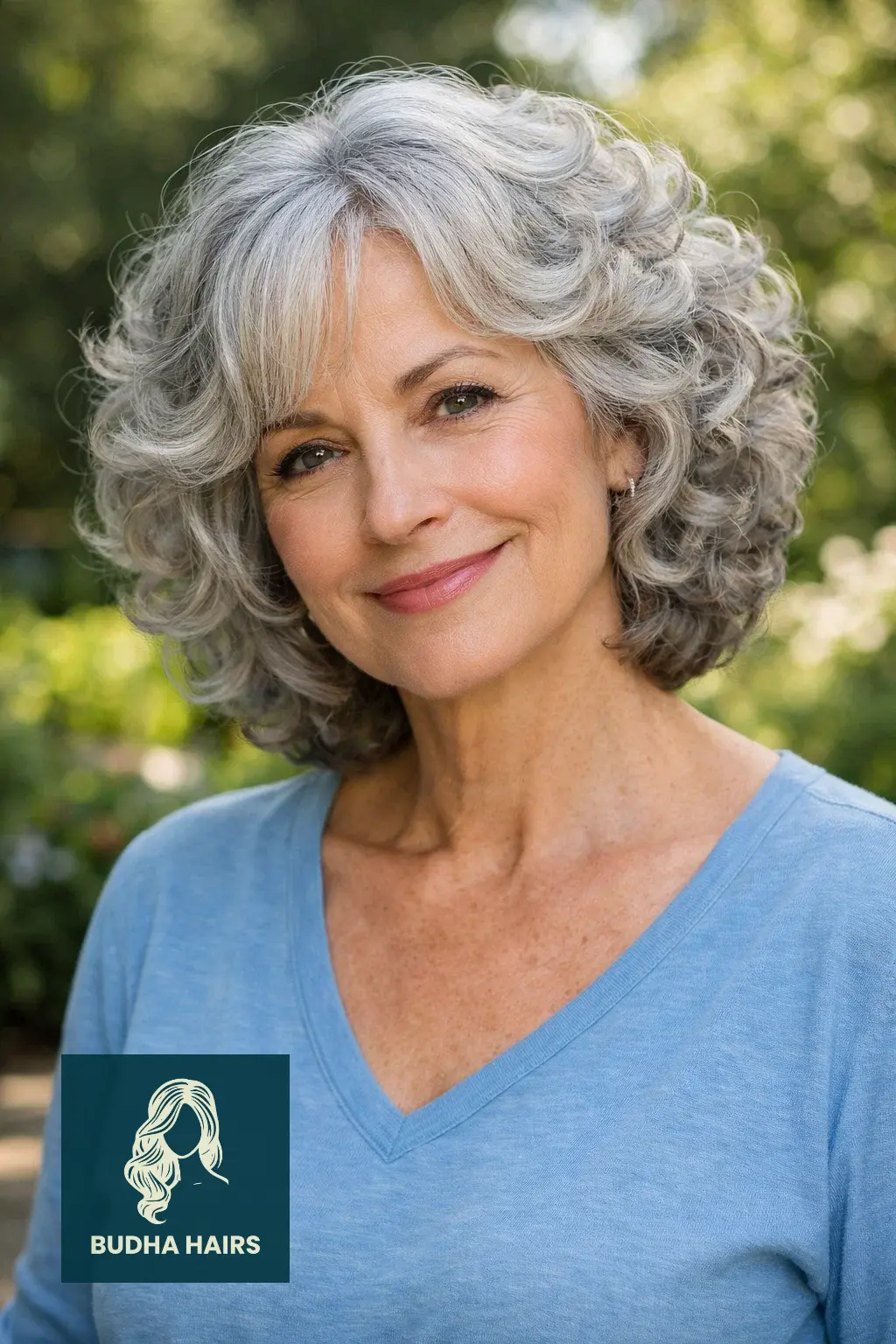 30 Short Hairstyles for Women Over 50 With Gray Hair That Look Chic 10 Silver Curls with Rounded Layers