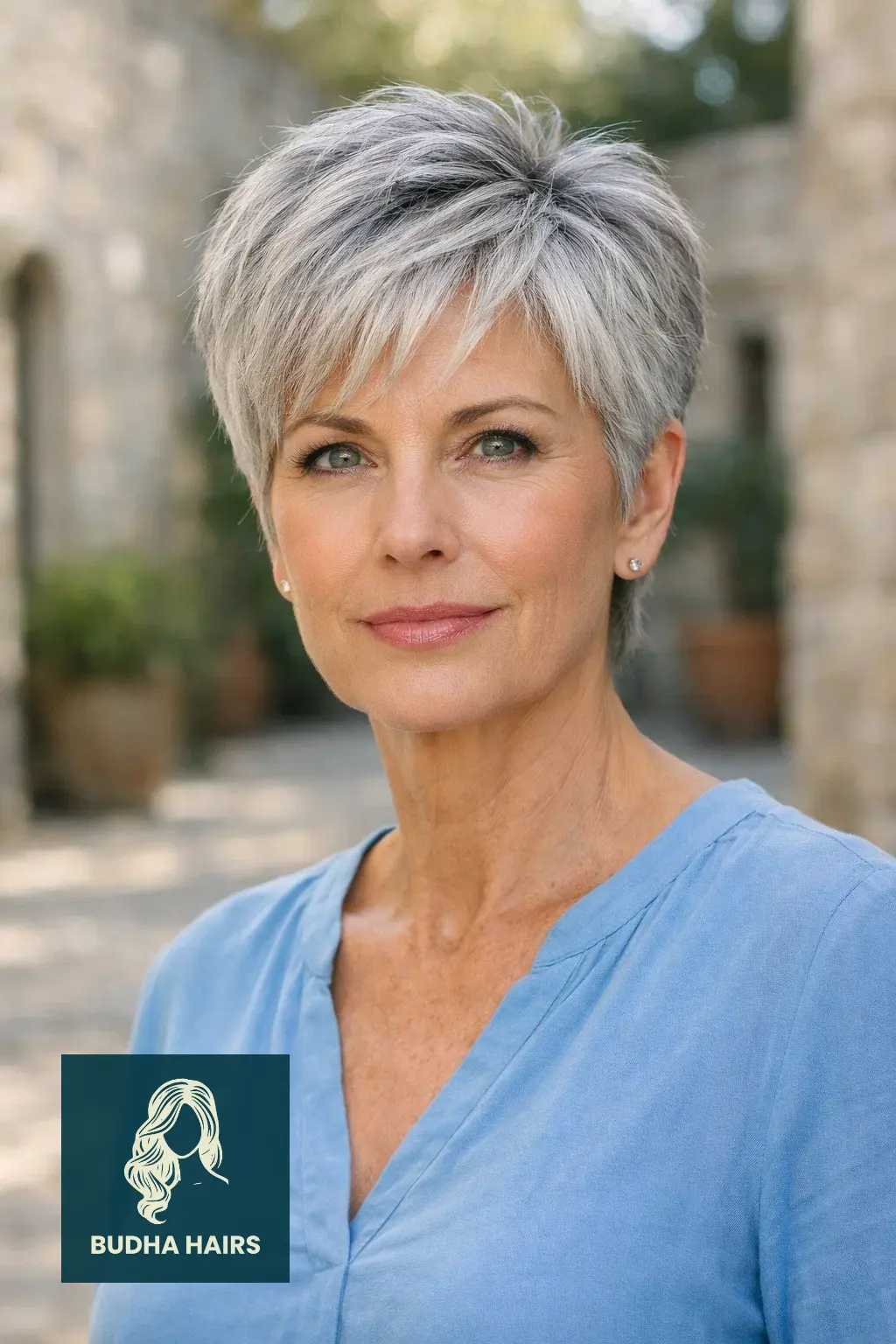 30 Short Hairstyles for Women Over 50 With Gray Hair That Look Chic 19 Silver Pixie with Long Crown Layers