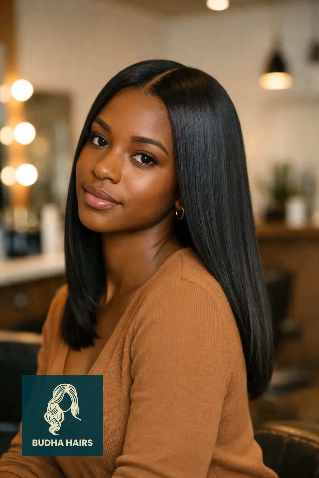 Middle Part Hairstyles for Black Women: 30 Best Trendy Styles 1 Sleek Bone-Straight Silk Press