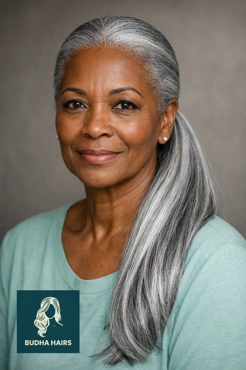 30 Stunning Hairstyles for Older Black Women with Gray Hair You’ll Love 13 Sleek Low Pony with Silver Extensions