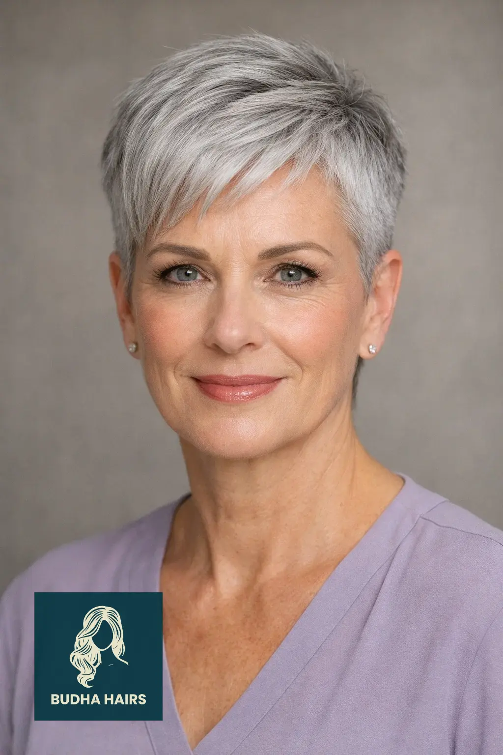 30 Short Hairstyles for Women Over 50 With Gray Hair That Look Chic 13 Sleek Silver Pixie with Undercut