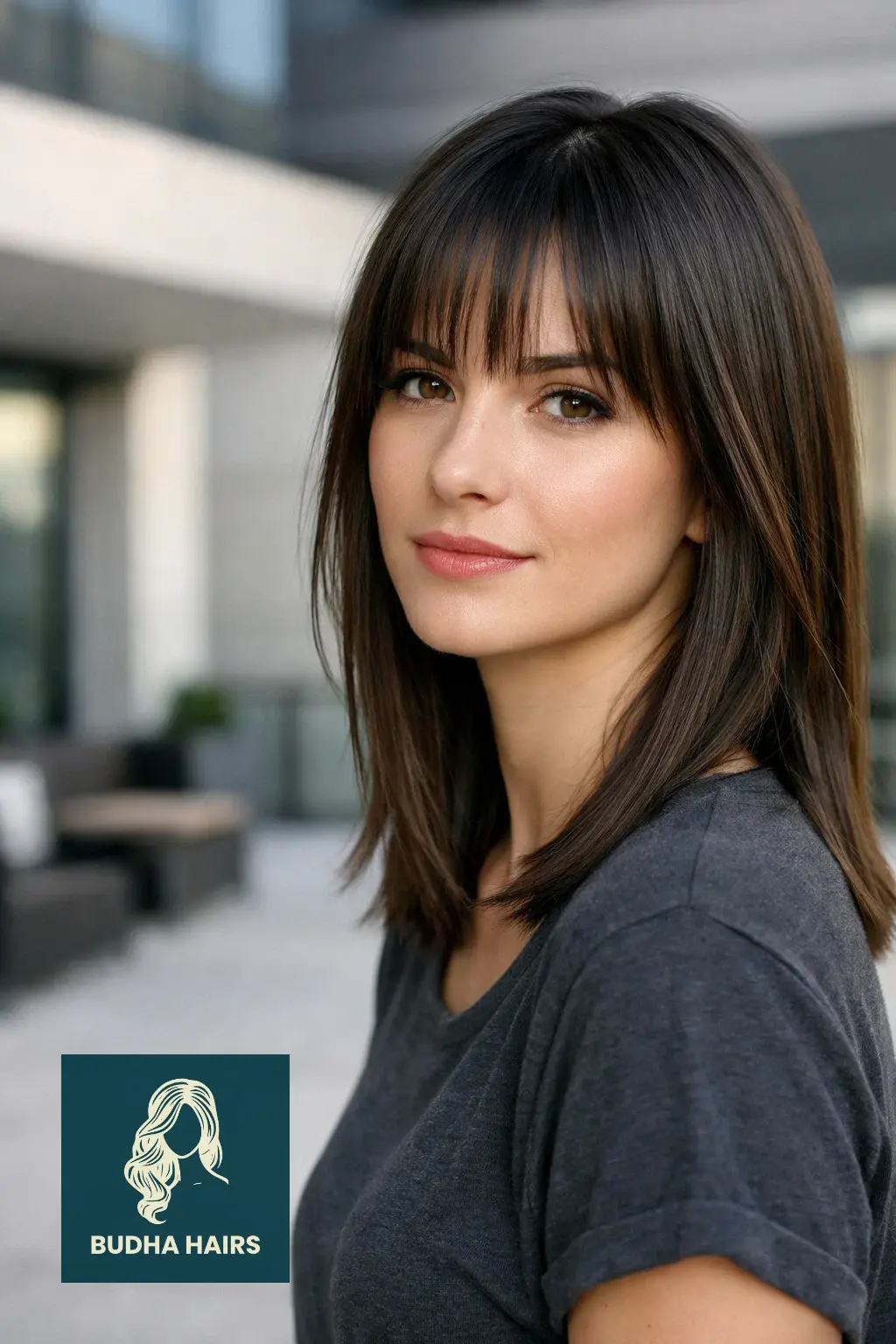 30 Face Framing Layers with Bangs That Add Soft Texture 6 Sleek Straight Layers with See-Through Bangs