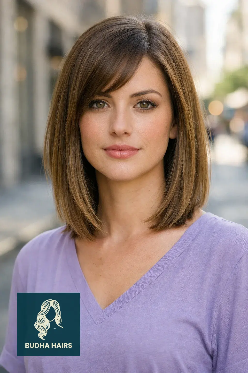 25 Flawless Fine Hair with Bangs Hairstyles: Volumizing Looks 2026 24 Sleek Straight Lob with Side Bangs