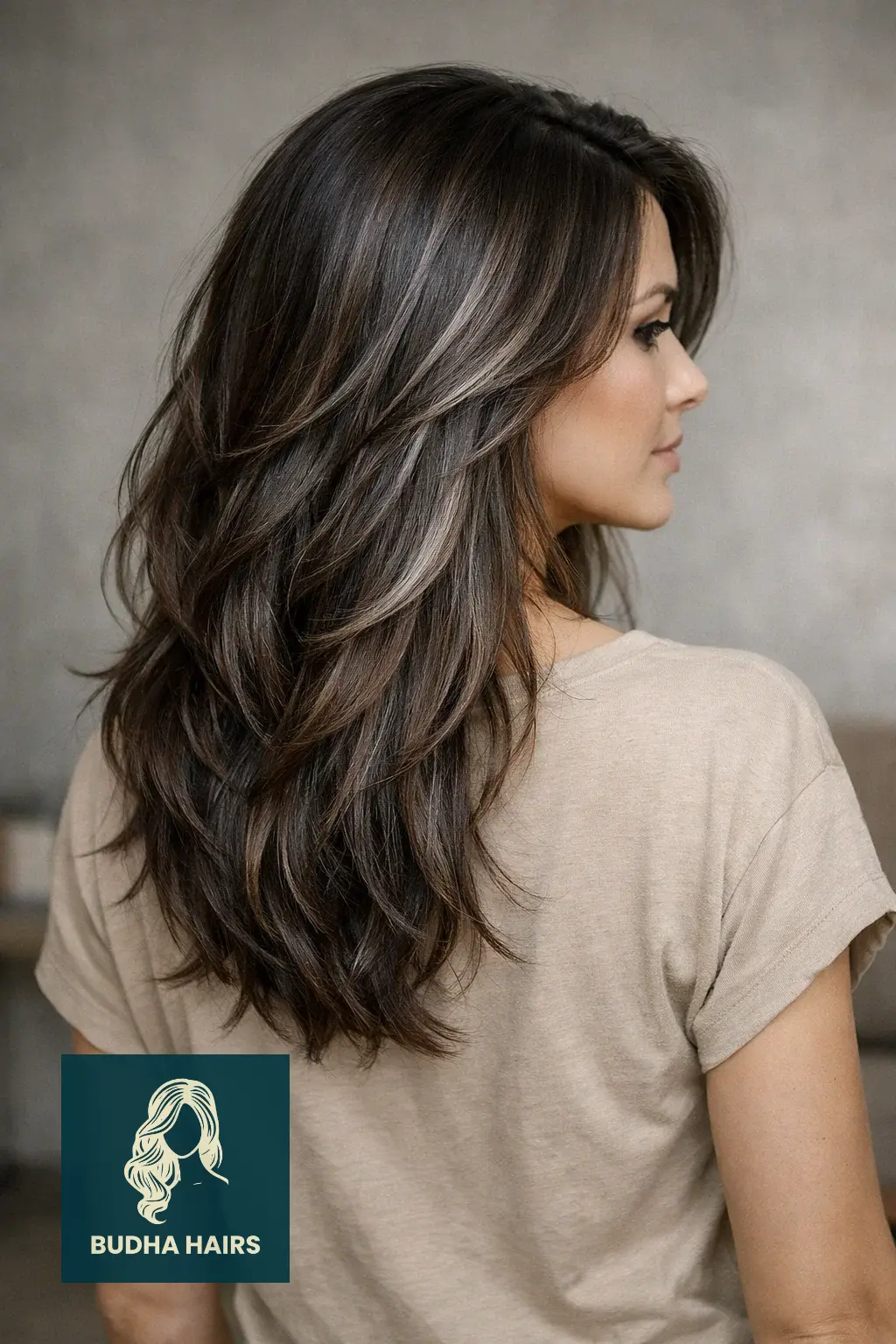 30 Best Brown Hair with Silver Highlights Ideas for 2026 7 Smokey Brown with Charcoal Silver Lowlights