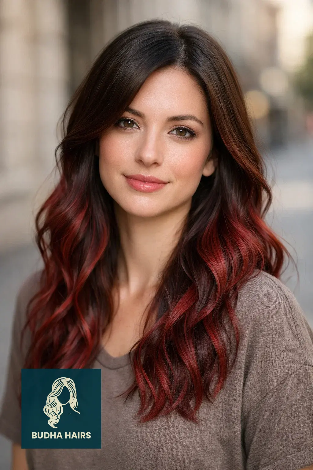 30 Best Cherry Cola Balayage Ideas for a Bold Look 2026 25 Smokey Cedar with Cherry Balayage-Ombré