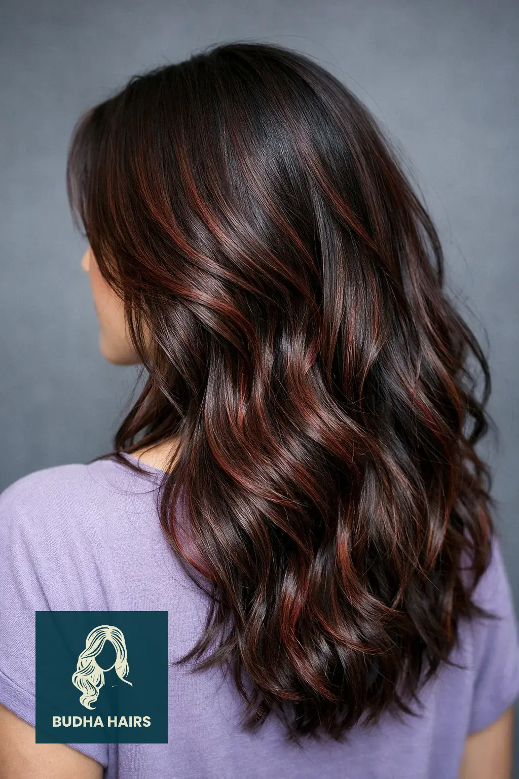 30 Best Cherry Cola Balayage Ideas for a Bold Look 2026 8 Smokey Cola with Metallic Cherry Lowlights