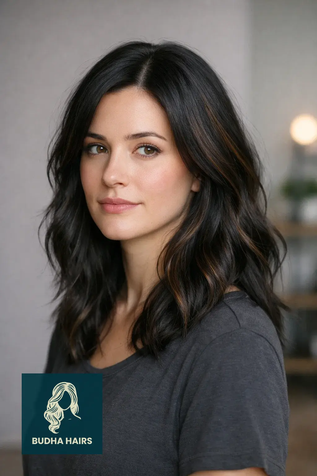 35 Best Black Hair with Brown Highlights: Top Ideas 2026 29 Smoky Espresso "Shadow" Highlights