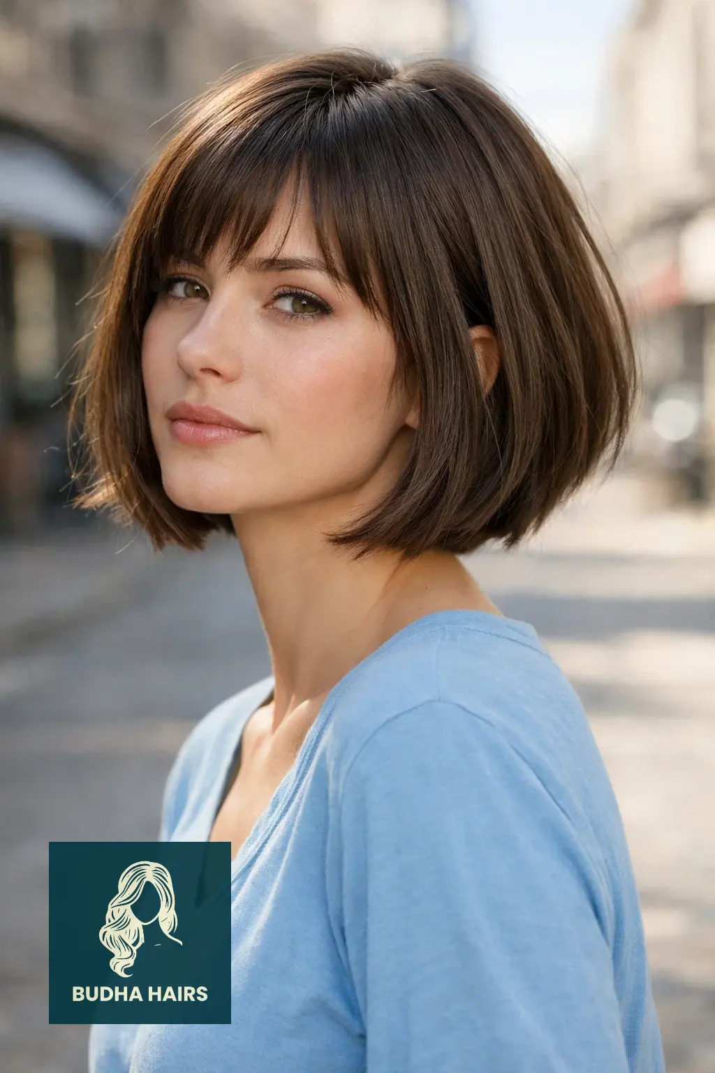 30 Face Framing Layers with Bangs That Add Soft Texture 17 Soft A-Line Bob with Wispy Fringe