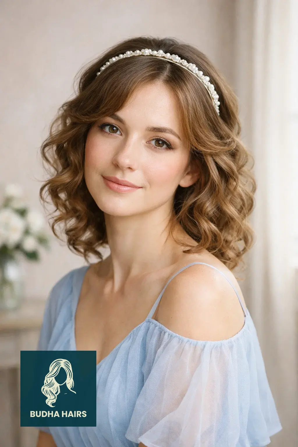 30 Bridal Shower Hairstyles for the Bride That Look Stunning 5 Soft Romantic Ringlets with a Headband