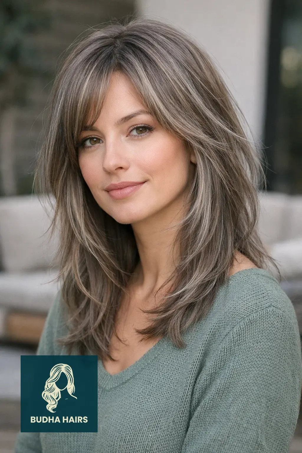 30 Best Brown Hair with Silver Highlights Ideas for 2026 21 Soft Taupe with Silver Feathered Highlights
